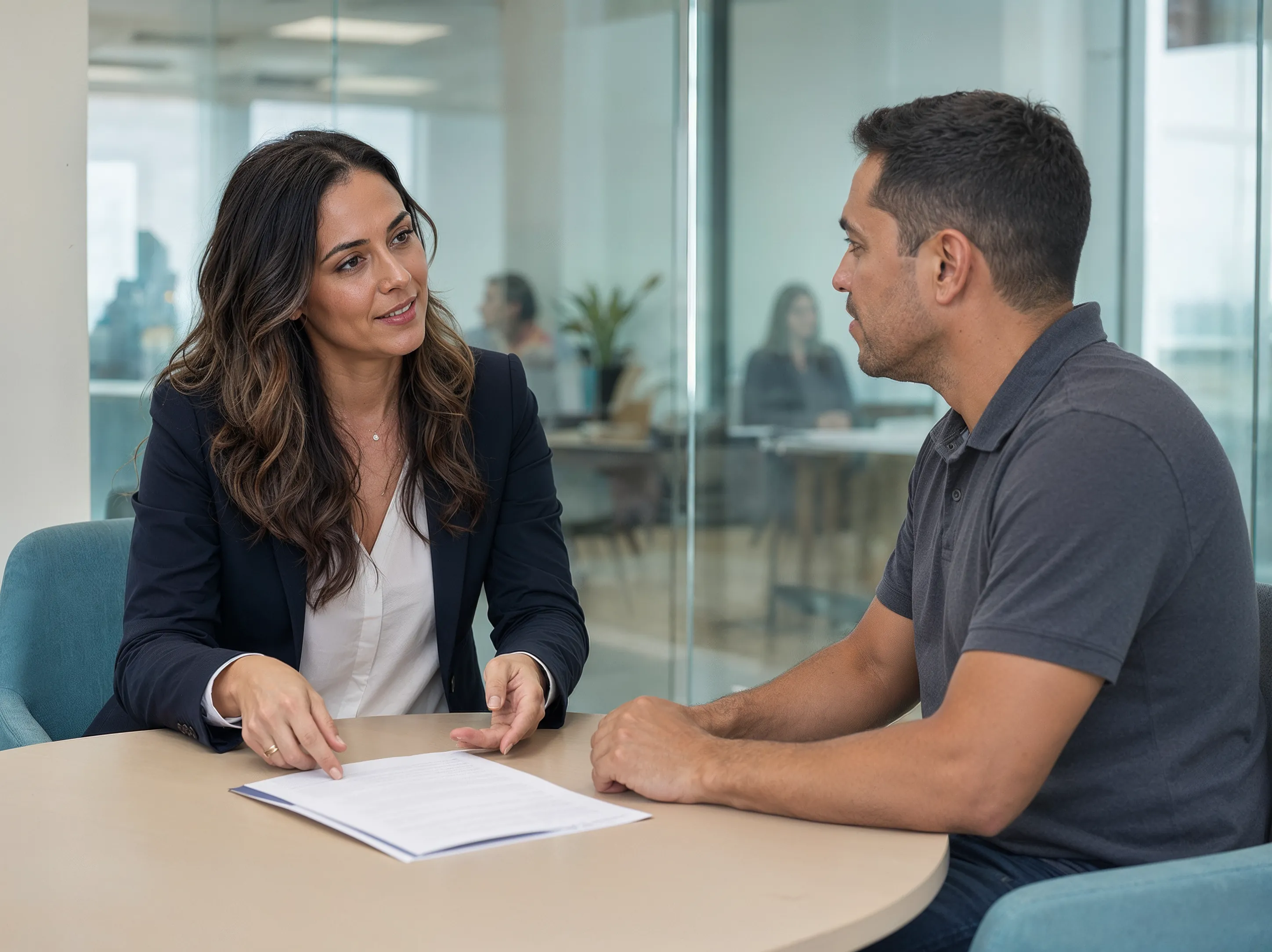 Profissional do Grupo Jumper em entrevista de processo seletivo